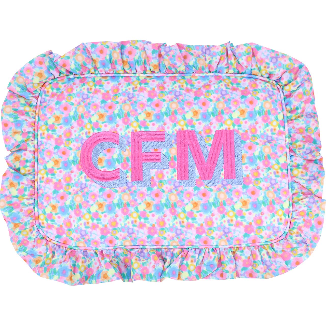 Mini Floral Ruffle Zipper Pouch