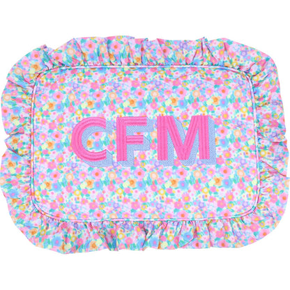 Mini Floral Ruffle Zipper Pouch