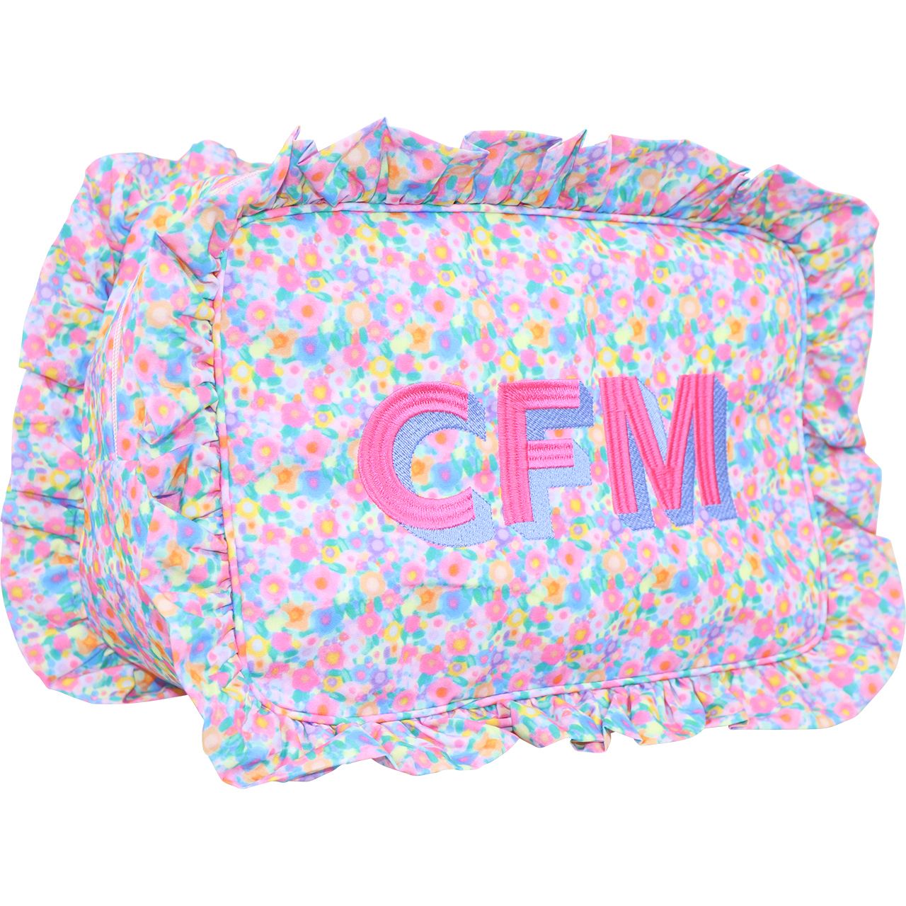Mini Floral Ruffle Zipper Pouch