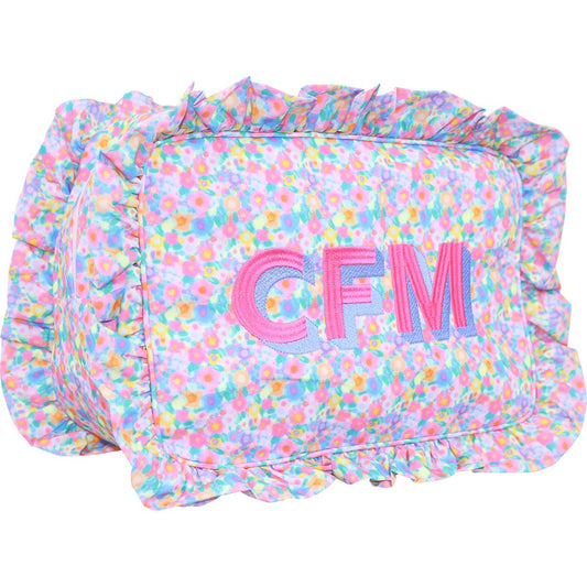 Mini Floral Ruffle Zipper Pouch