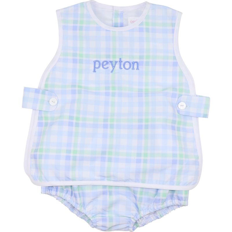 Mint And Blue Check Diaper Set