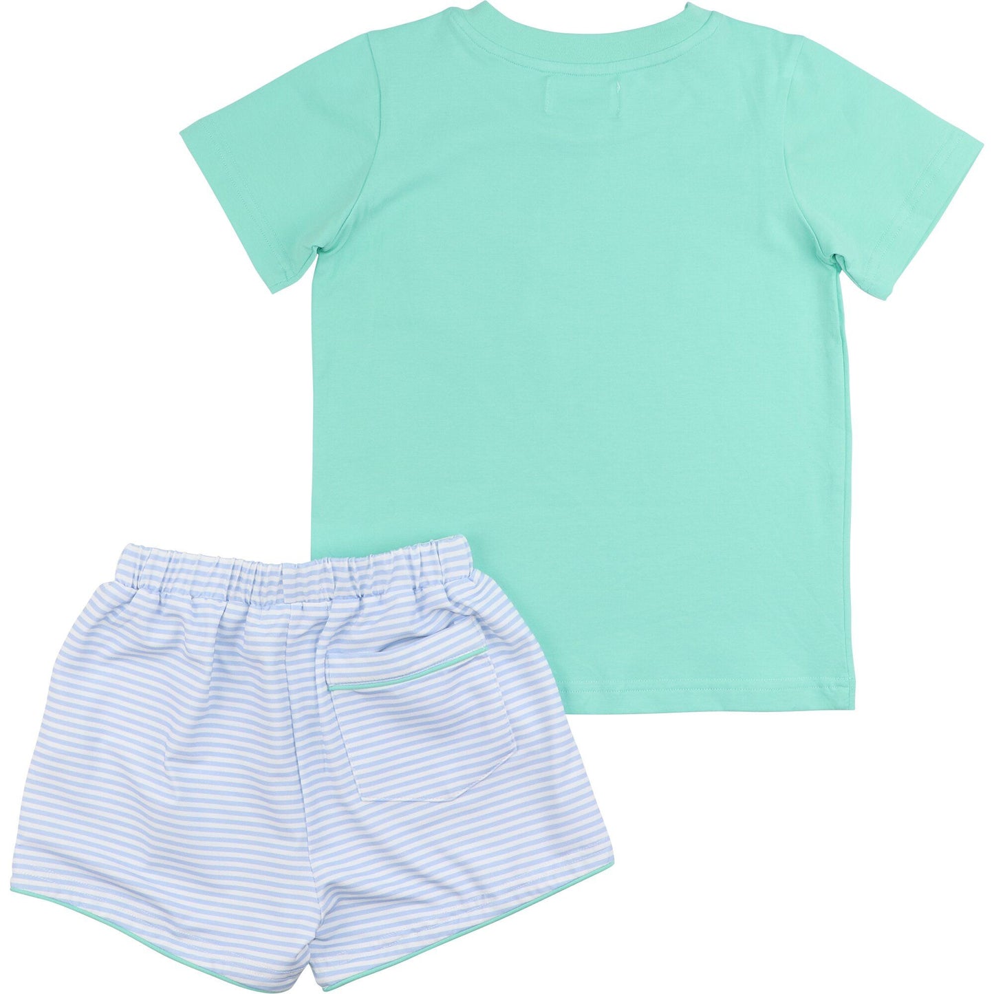 Mint And Blue Stripe Knit Short Set
