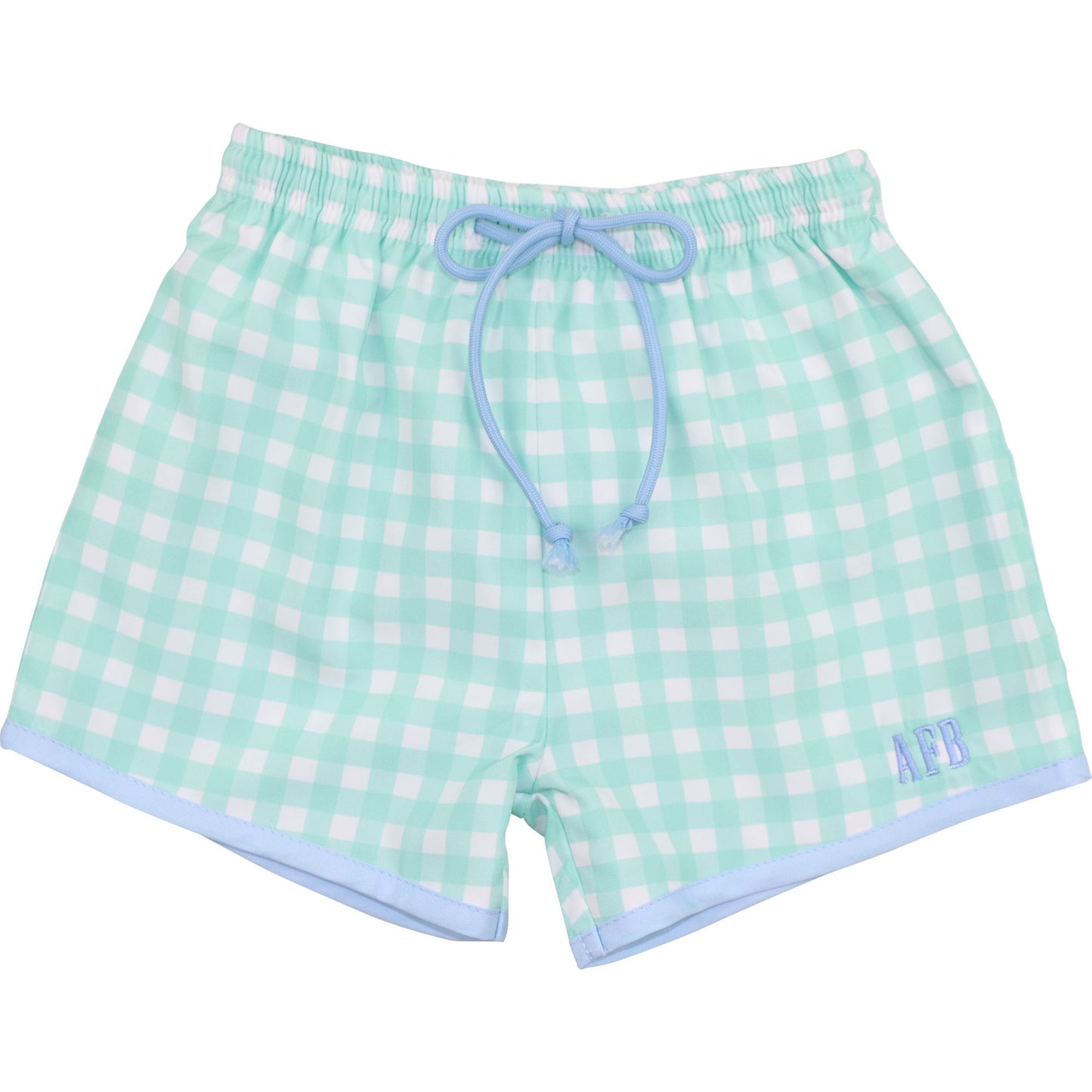 Mint Check Swim Trunks