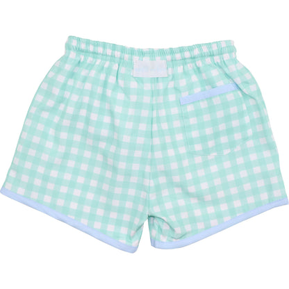 Mint Check Swim Trunks