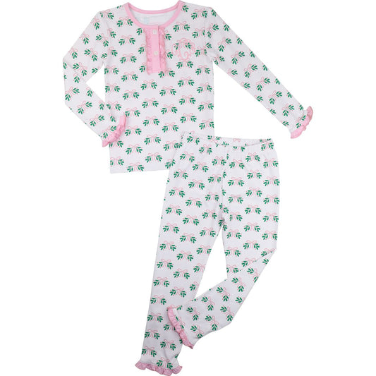 Mistletoe And Bow Knit Pajamas