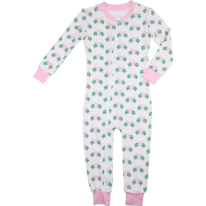 Mistletoe And Bow Knit Zipper Pajamas