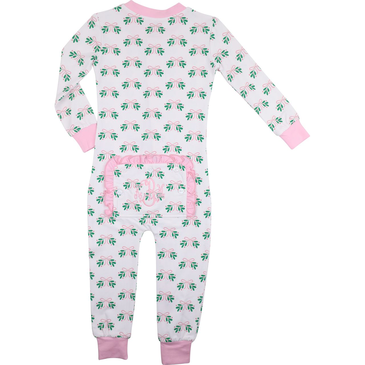 Mistletoe And Bow Knit Zipper Pajamas Back
