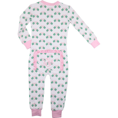 Mistletoe And Bow Knit Zipper Pajamas Back