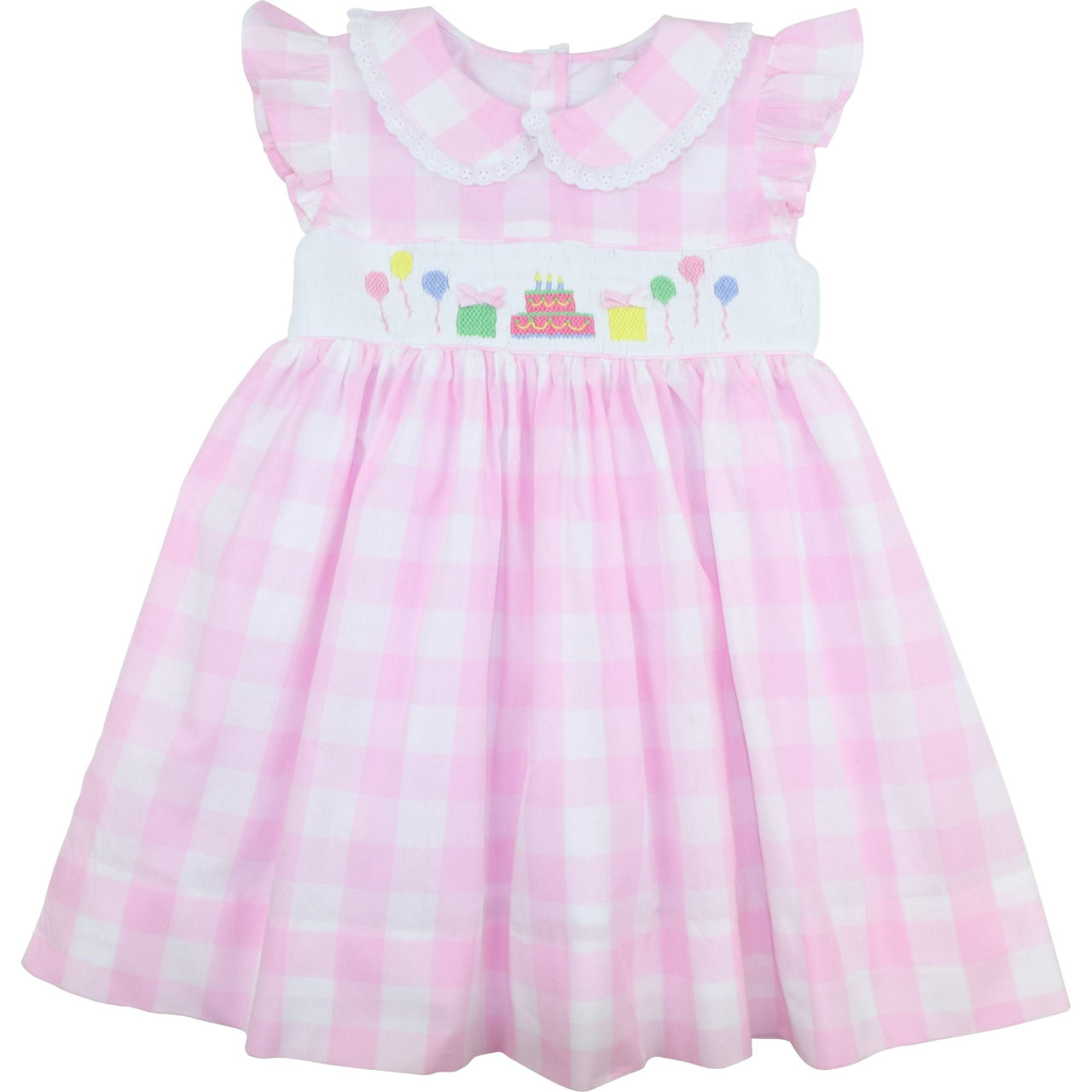 Pink Check Smocked Birthday Dress