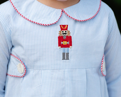 Embroidered Nutcracker Long Romper