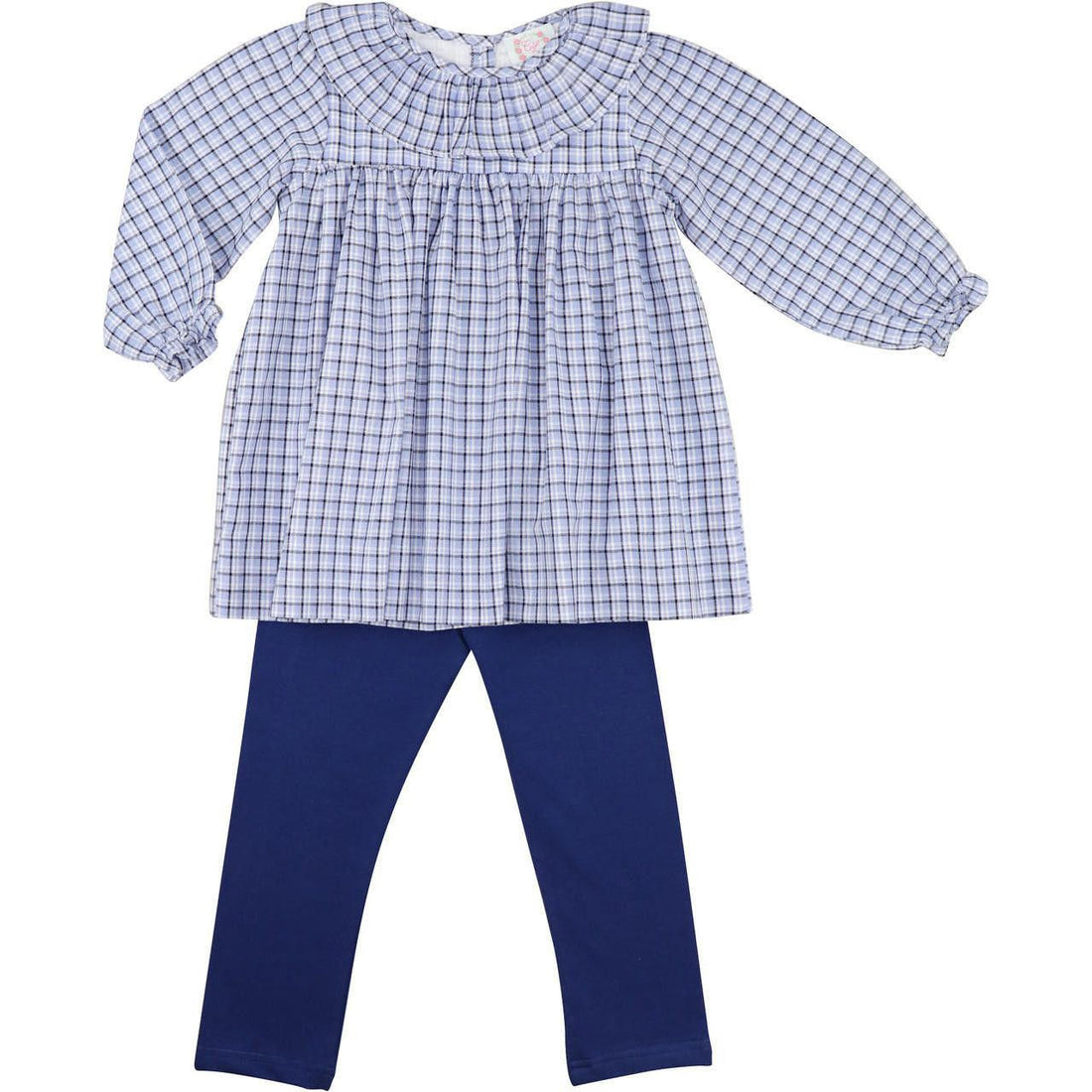 Navy & Blue Plaid Legging Set for Girls | Cecil & Lou