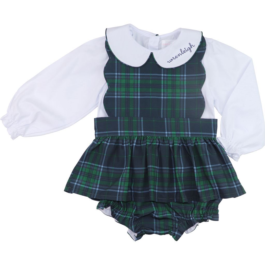 Navy And Green Plaid Diaper Set