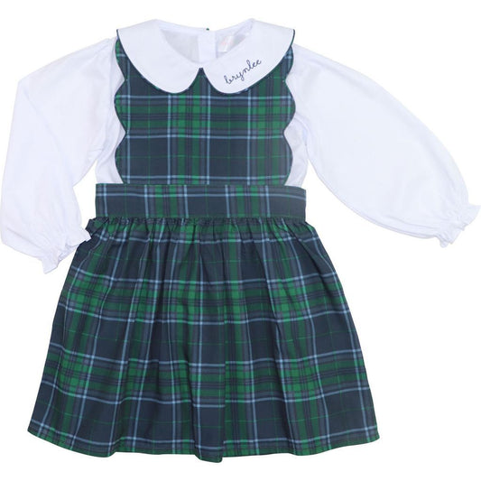 Navy And Green Plaid Dress Set