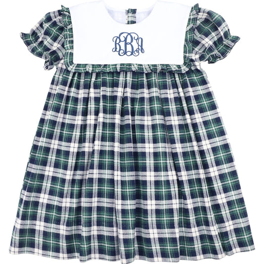 Navy And Green Plaid Flannel Dress