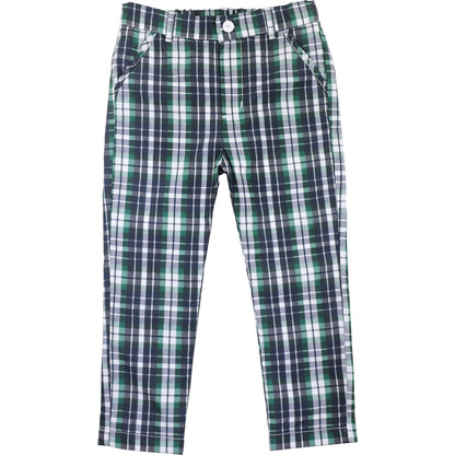 Navy And Green Plaid Pants