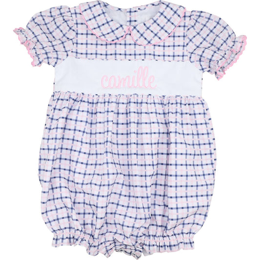 Navy And Pink Windowpane Insert Bubble