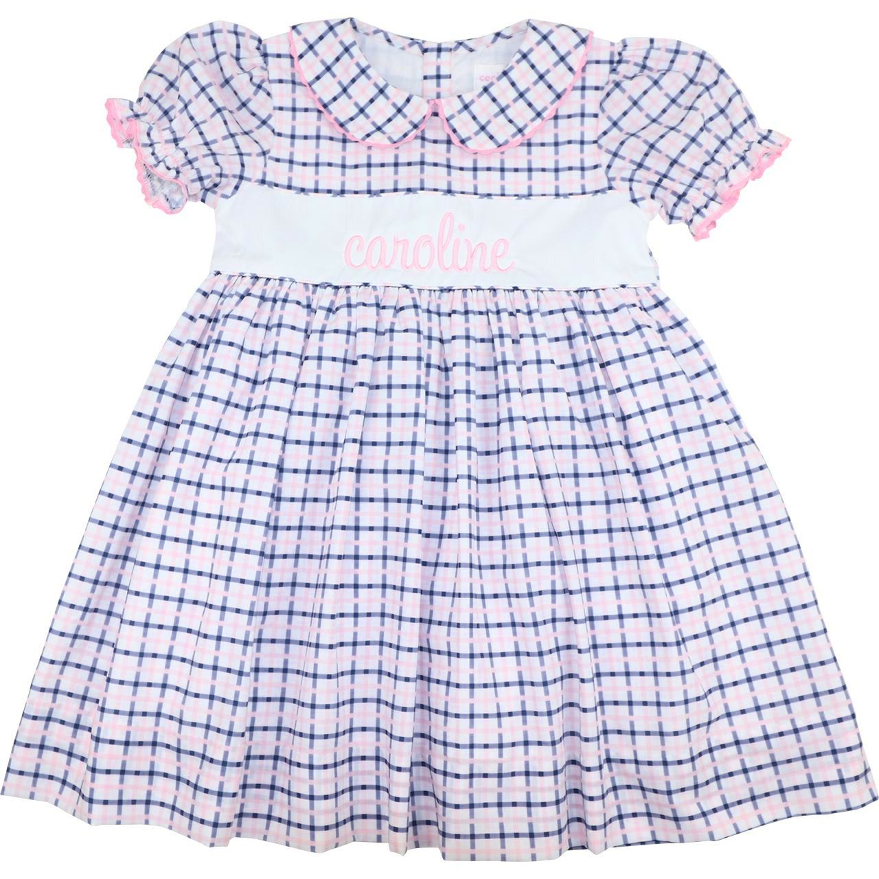Navy And Pink Windowpane Insert Dress1