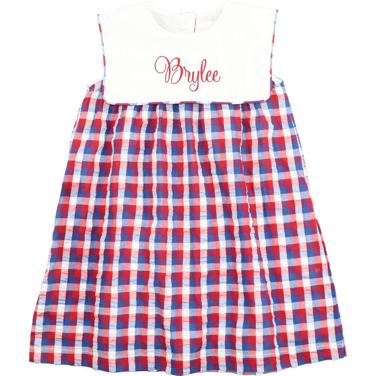 Navy And Red Check Dress