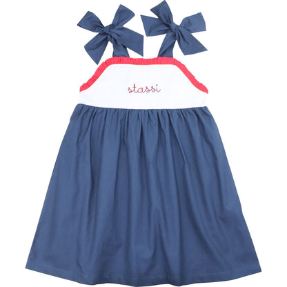 Navy And Red Color Block Dress