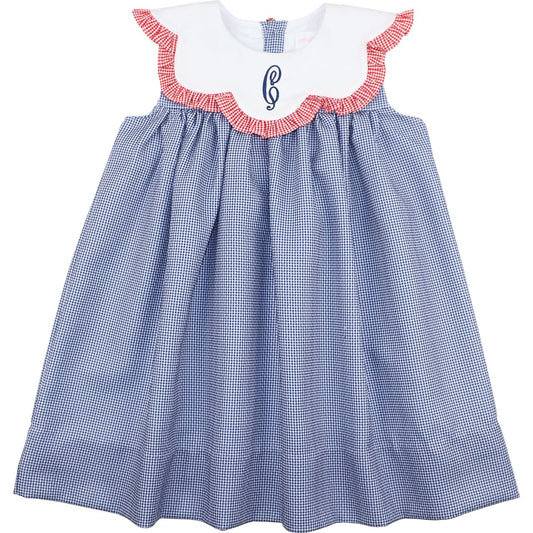 Navy And Red Gingham Dress