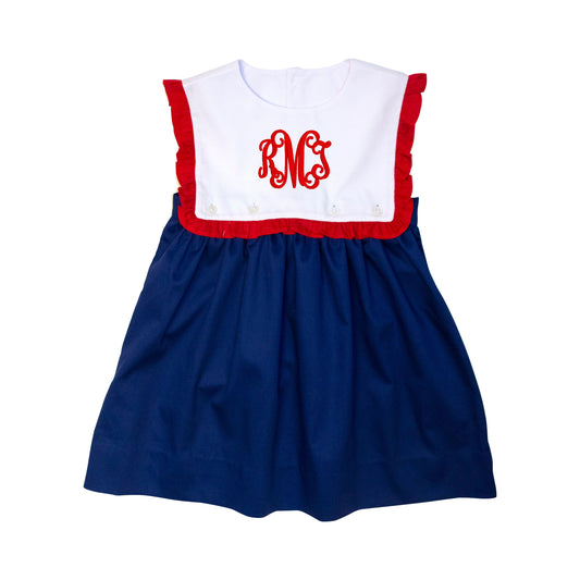 Navy And Red Pique Dress