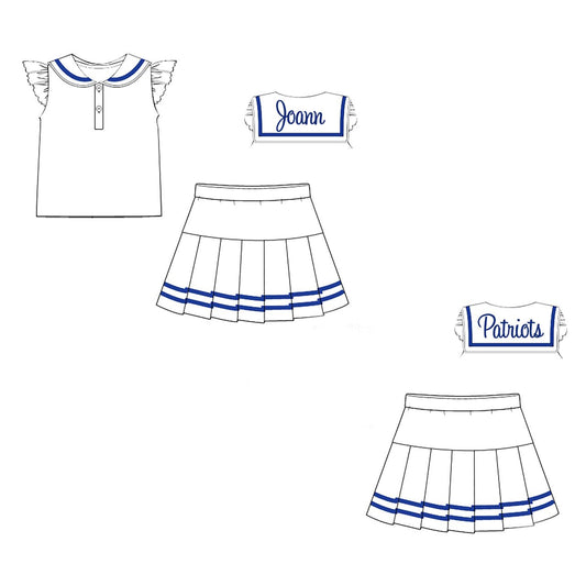 Navy And White Sailor Skirt Set
