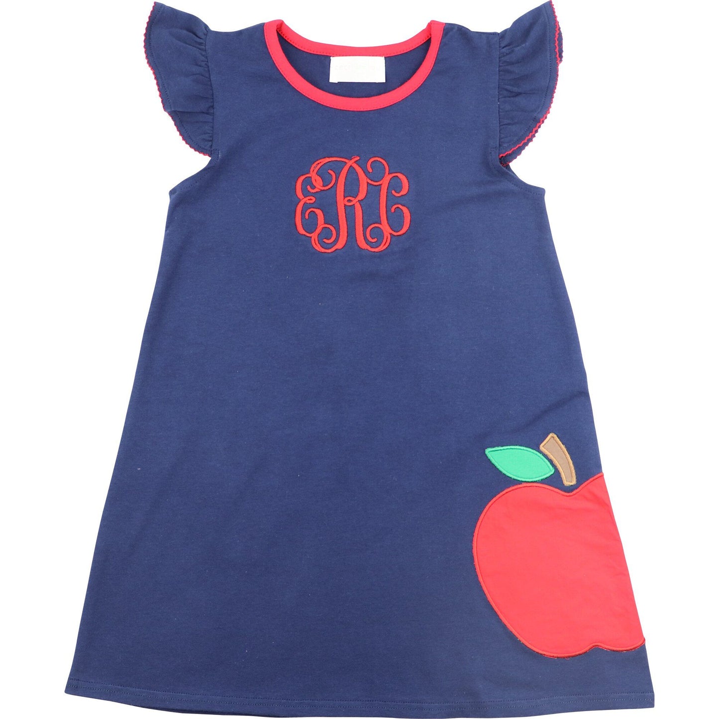 Navy Applique Apple Knit Dress