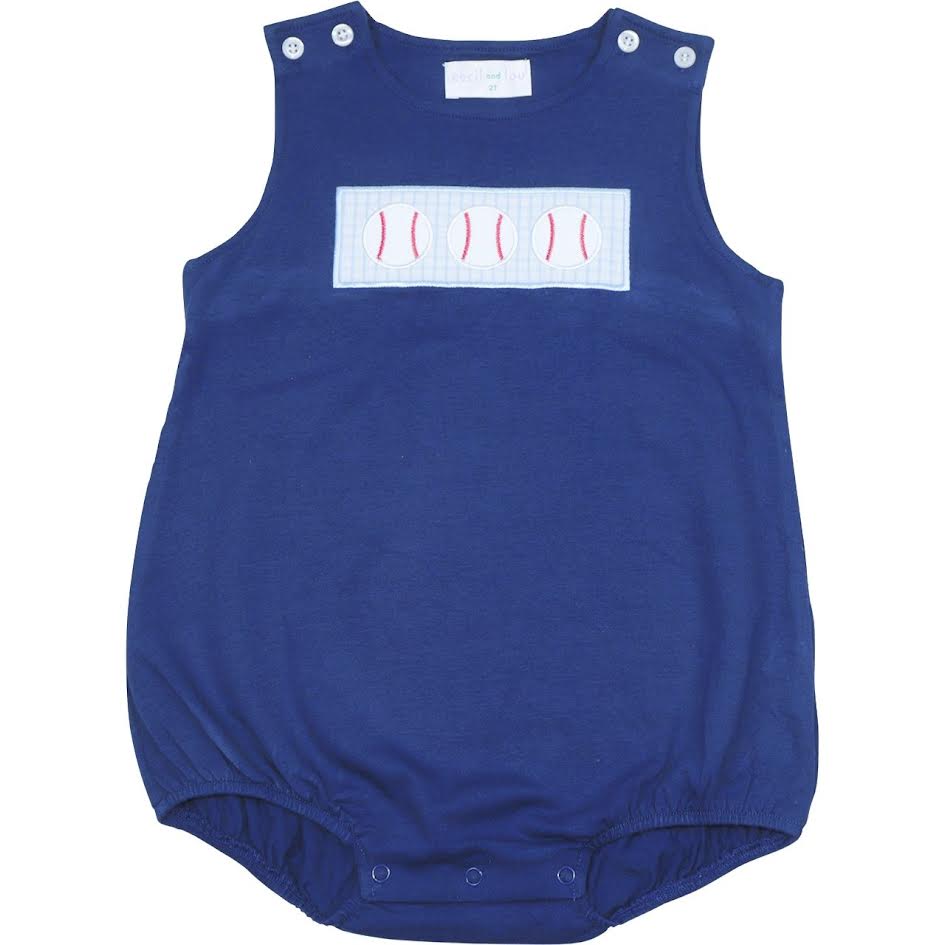 Navy Applique Baseball Knit Bubble