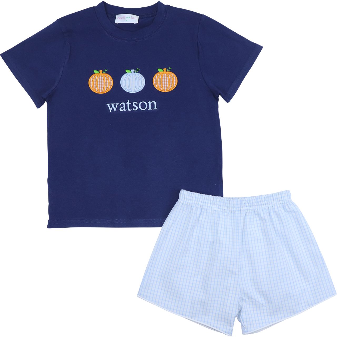 Navy Applique Pumpkins Short Set