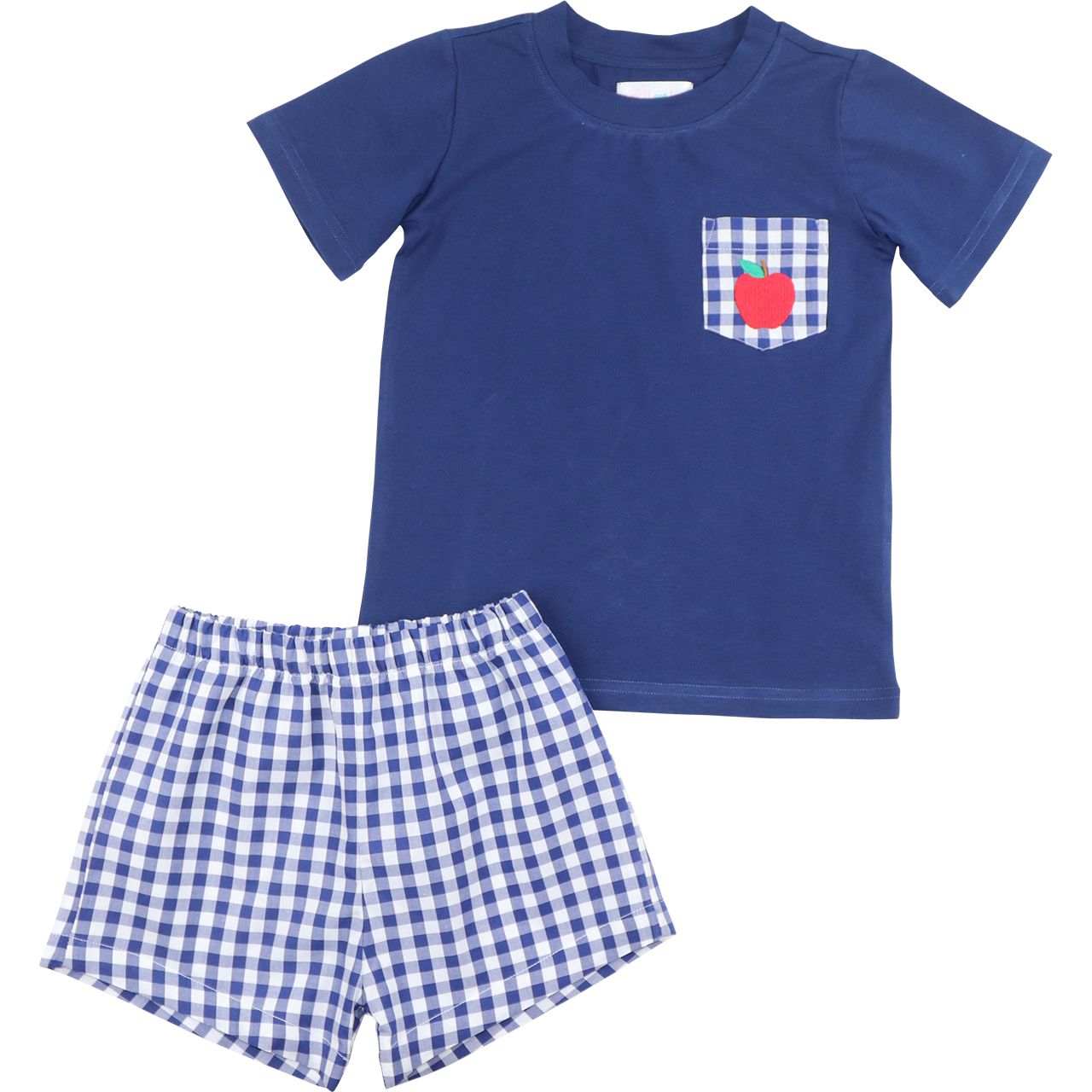 Navy Check Apple Short Set