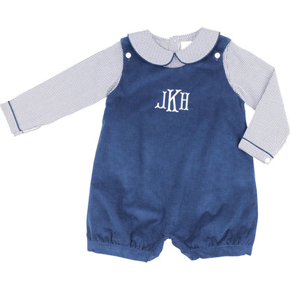 Navy Corduroy Short Romper Set