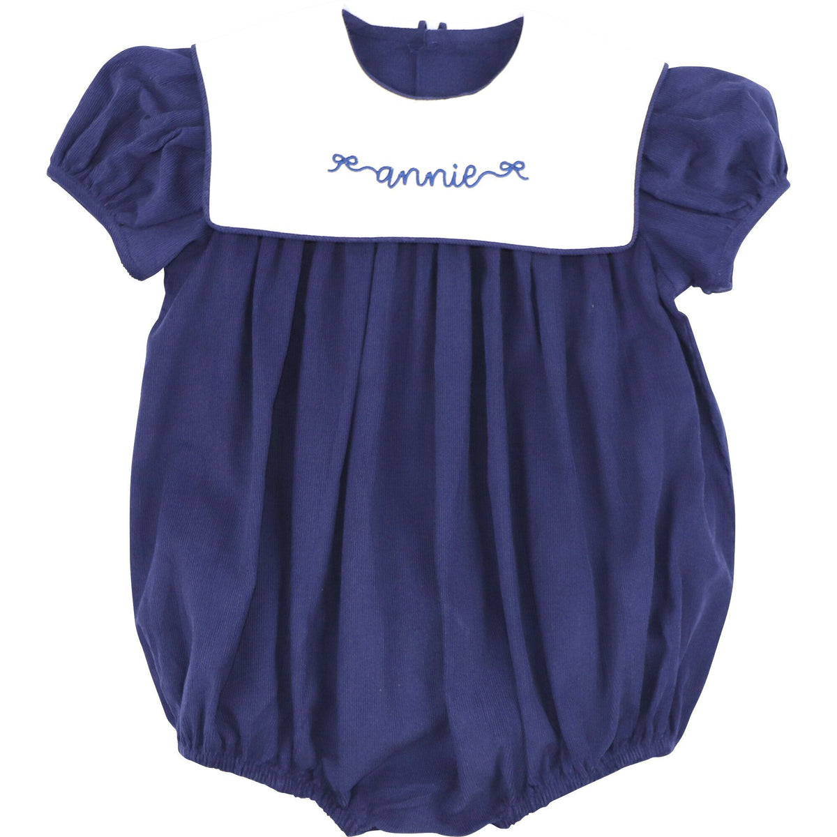 Navy Corduroy Square Collar Bubble