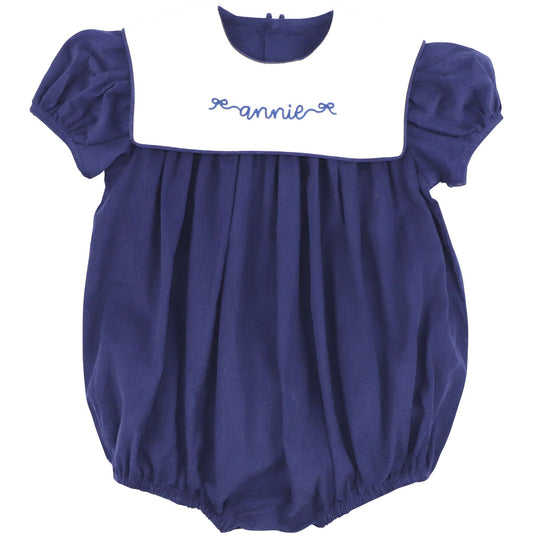 Navy Corduroy Square Collar Bubble