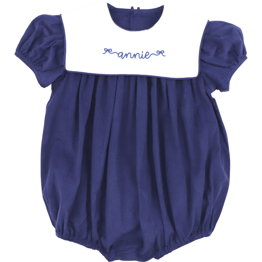 Navy Corduroy Square Collar Bubble