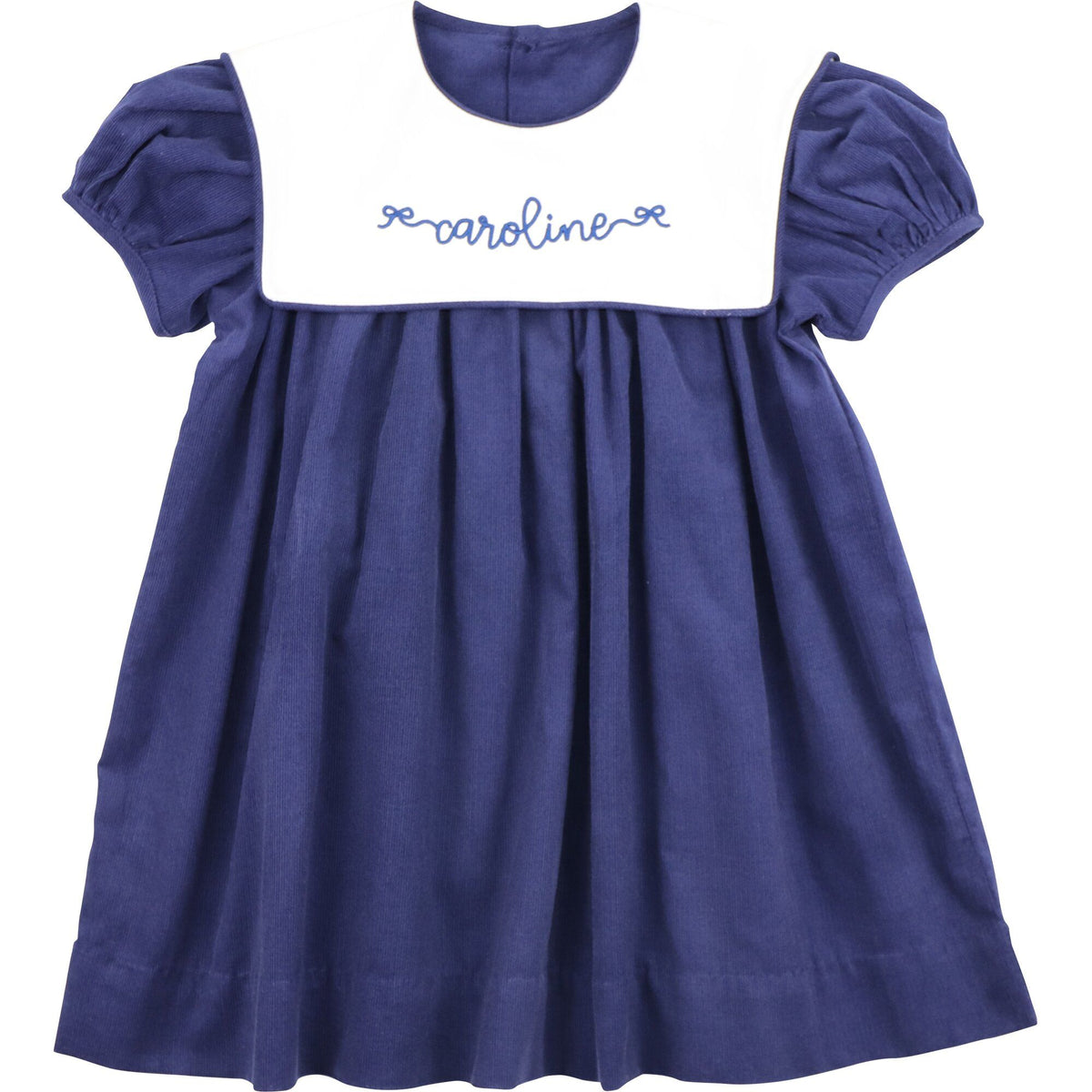 Navy Corduroy Square Collar Dress