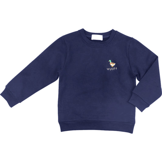 Navy Embroidered Mallard Sweatshirt