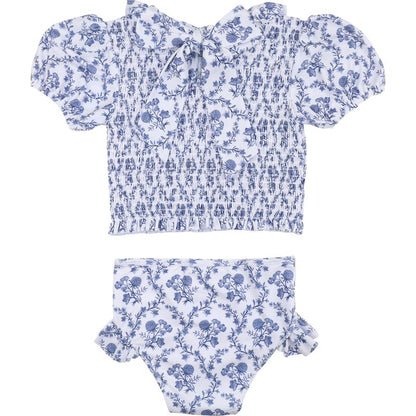 Navy Floral Ruched Swim Set