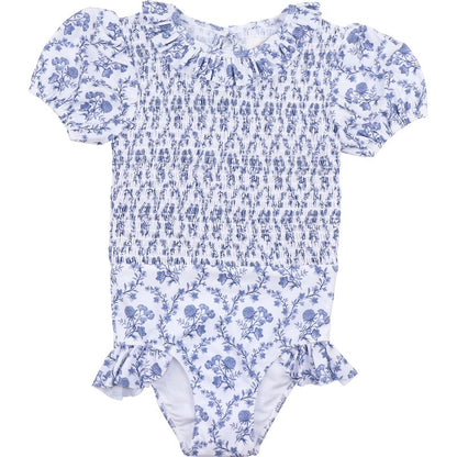 Navy Floral Ruched Swimsuit