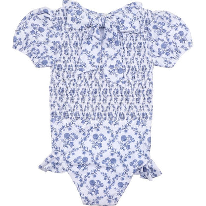 Navy Floral Ruched Swimsuit