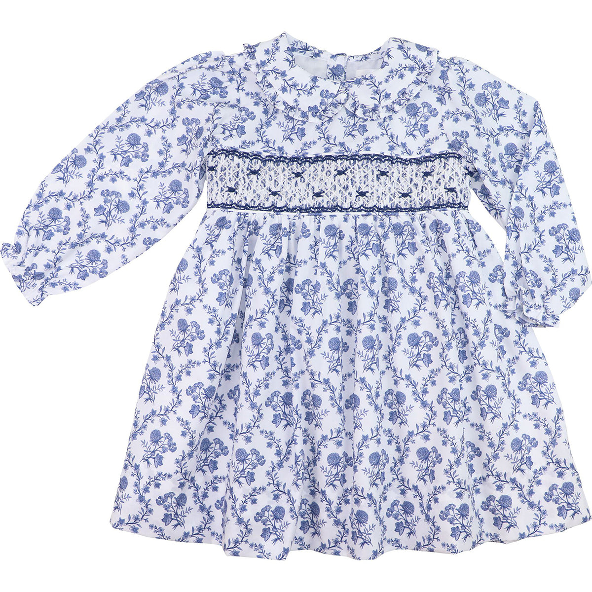 Navy Floral Smocked Dress