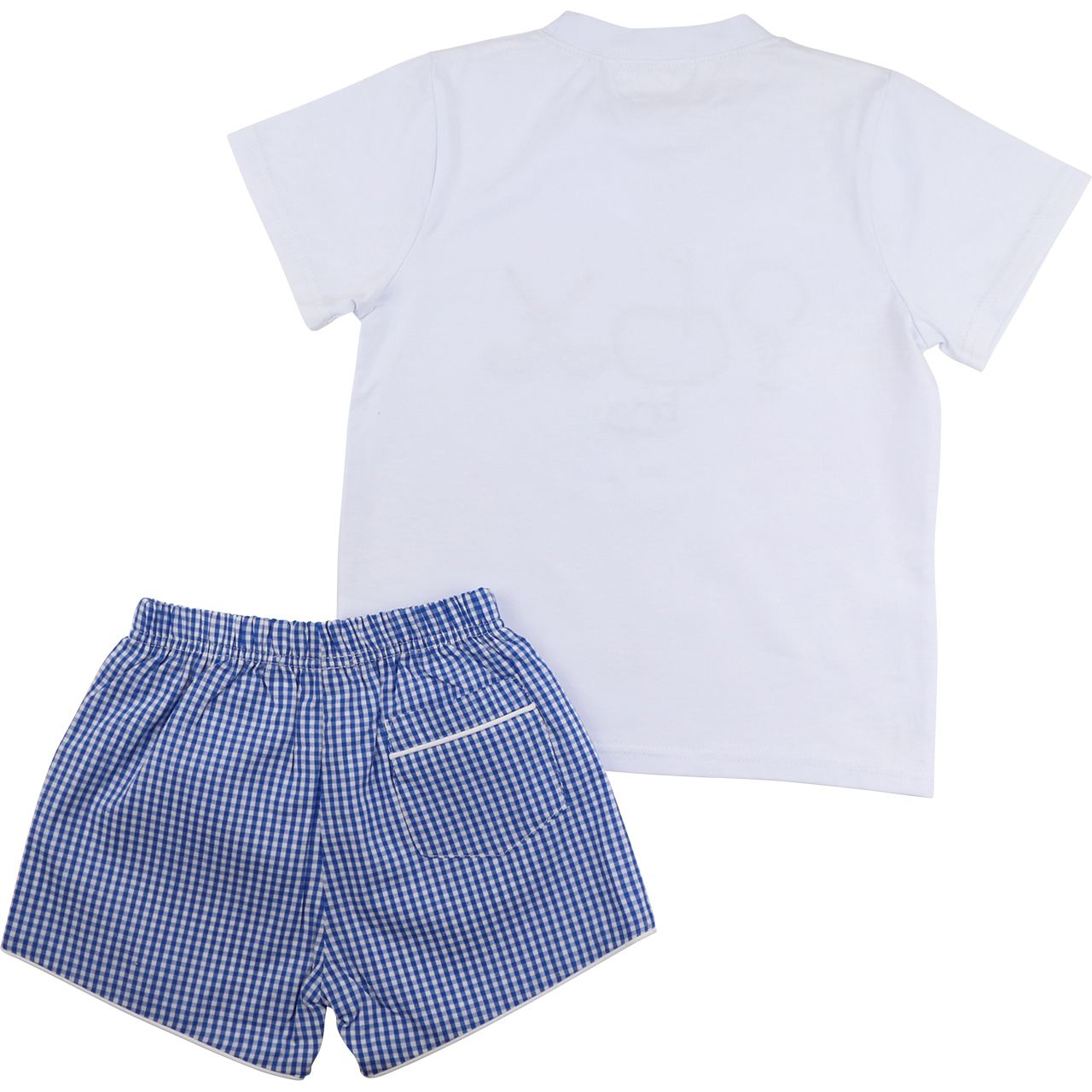 Navy Gingham Applique Golf Short Set back