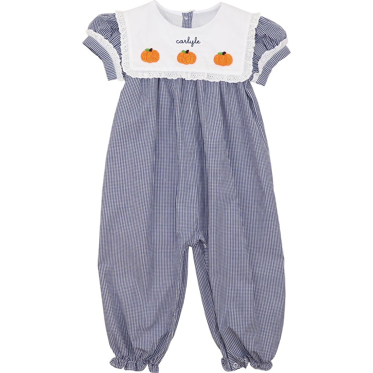 Navy Gingham Crochet Pumpkin Long Bubble