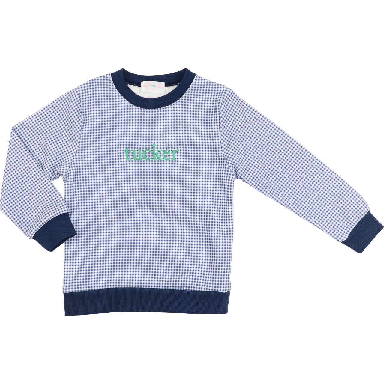 Navy Gingham Sweatshirt