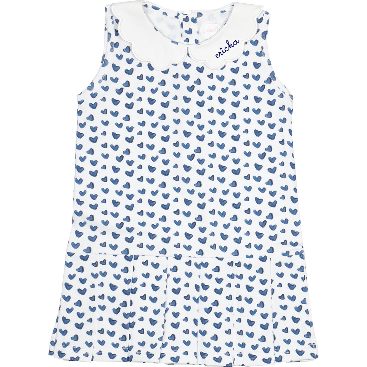 Navy Heart Print Knit Tennis Dress with navy monogram