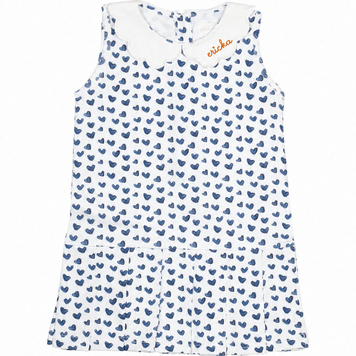 Navy Heart Print Knit Tennis Dress with orange monogram2