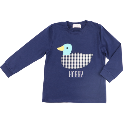 Navy Knit Applique Mallard Shirt