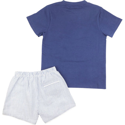 Navy Seersucker Mouse Ears Short Set