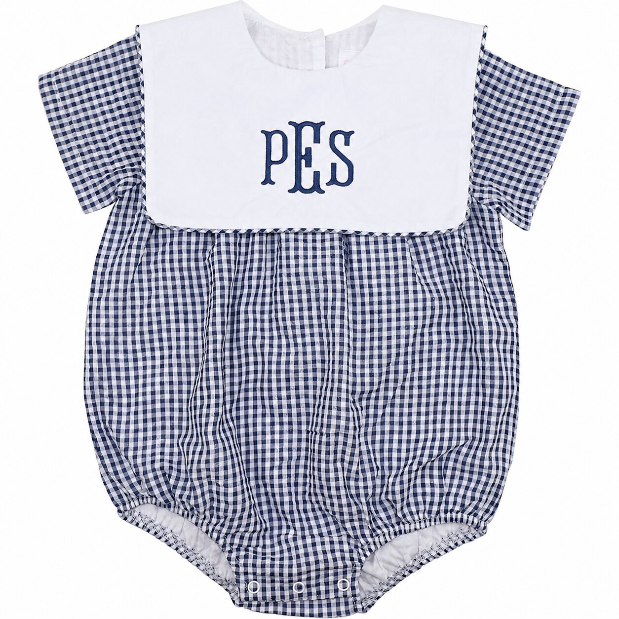 Navy Seersucker Square Collar Bubble2