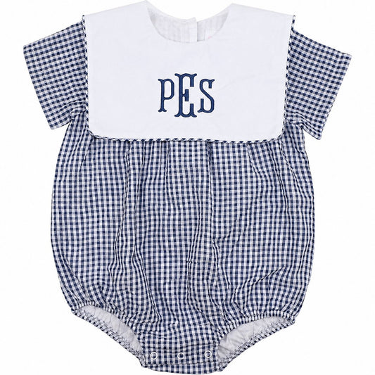 Navy Seersucker Square Collar Bubble2