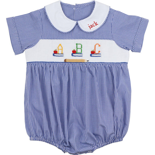 Navy Smocked ABC Bubble